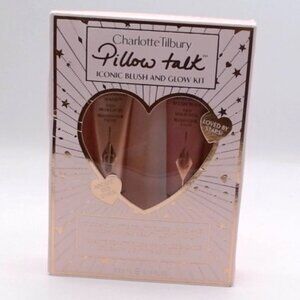 Charlotte Tilbury Mini Pillow Talk Blush‎ and Glow Beauty Highlighter Wand Set,